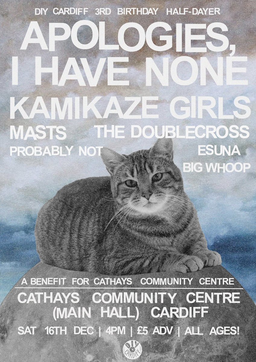 The final band to be announced for our x-mas bash is <a href="/Mastsband/">Masts</a>! Excellent post hardcore from Cardiff. Tickets available from DIYCardiff.com - proceeds from which to go to Cathays Community Centre! Fill yer boots xoxo