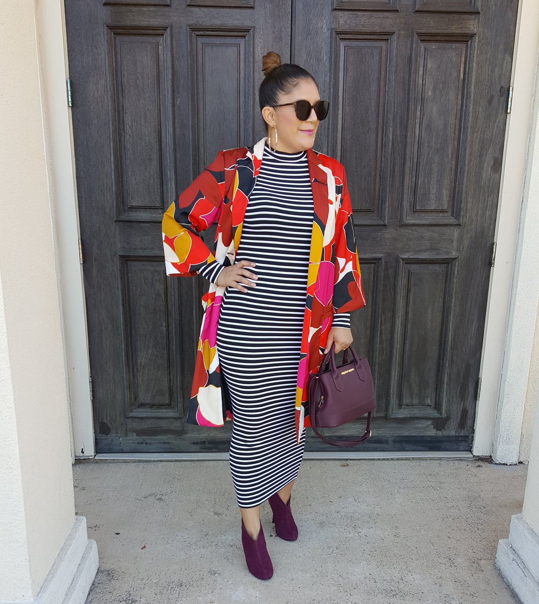 LydiaStyledMom's tweet image. Hey @TraceeEllisRoss this fashion mom styled your striped long sleeve bodycon dress &amp;amp; kimono jacket like this 😉 LOVE your line @jcpenney #jcpstyle #jcp #thursdayvibes