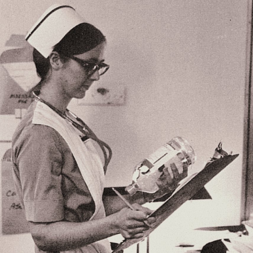 osunursing's tweet photo. Some things change over the decades and some things stay the same. Today, we're throwing back to a nursing student checking orders in 1971. #TBT #ThrowbackOSU https://t.co/m9W8DLjBRj