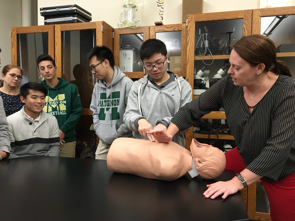 MHSSciClub's tweet photo. Thank you Ms. Clark for teaching us CPR and Heimlich Maneuver today at Science Club! #science #lifeskills https://t.co/7eFgBAZoXx