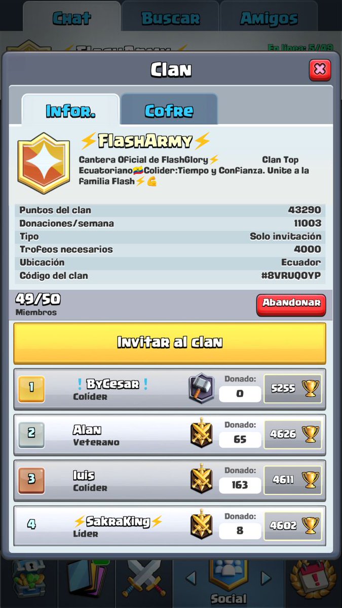 SK_Royale's tweet photo. Semana de visitas @ByCesarCR  y @ValenRayosCR. Seguimos subiendo en el Top⚡ @FlashArmyEC ⚡. https://t.co/ALwcuoiA9q