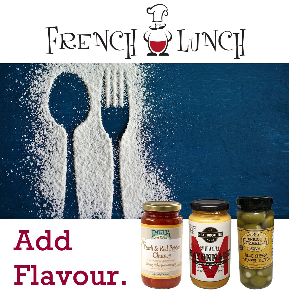 FrenchLunchCA's tweet photo. #AddFlavour to your next #lunch, #dinner, or #snack with #Peach &amp; #RedPepper #Chutney, #Sriracha from @nealbrothers &amp; #BlueCheese Stuffed Olives!

See our misc. #condiments: https://t.co/grlemeLonQ

#Oakville #Halton #Bronte #Mississauga #Burlington #Pantry #Zesty #Healthy #GTA https://t.co/wO5G9GyUke