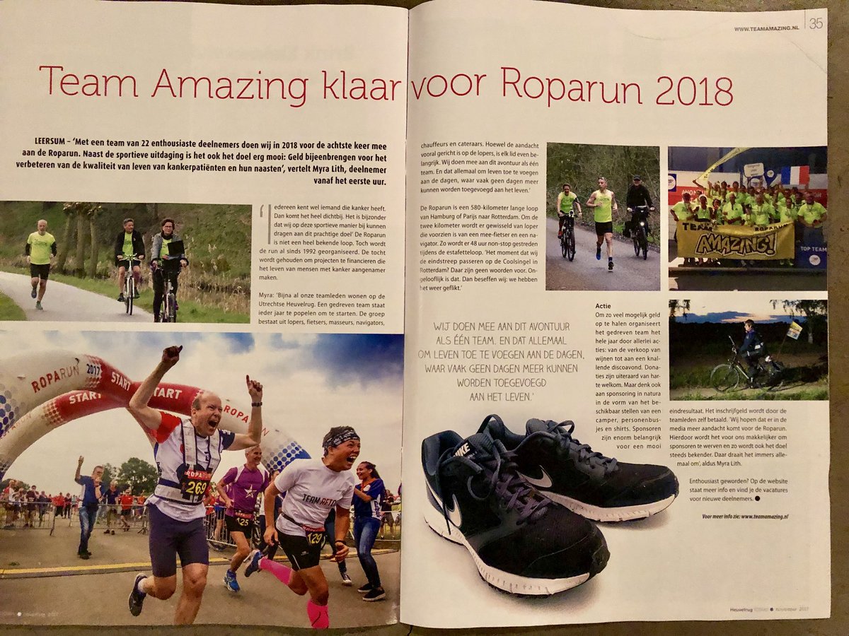 teamamazing87's tweet photo. Mooi artikel in #HeuvelrugTotaal over onze passie! @Stg_Roparun #avontuurvoorhetleven #palliatievezorg https://t.co/SHJDCvcirg