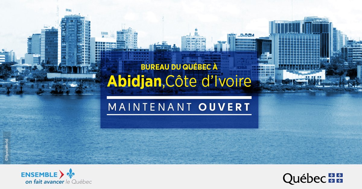 MRIF_Quebec's tweet photo. Le Bureau du Québec à Abidjan a ouvert ses portes aujourd'hui!
Cette ouverture en Côte d'Ivoire reflète la volonté du Québec de renforcer concrètement sa présence en Afrique. C'est M. Siasia Morel qui assurera la direction du bureau https://t.co/nWqUkCQRRg #QcCI 🙌🌍 https://t.co/954VtYmvpU