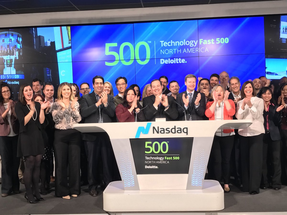 wdayfinancetalk's tweet photo. The @DeloitteTMT #Fast500 winners take the stage to ring the closing bell! Great company to be in for this honor! @Nasdaq #7TimeWinner https://t.co/fYFEyAxcKa