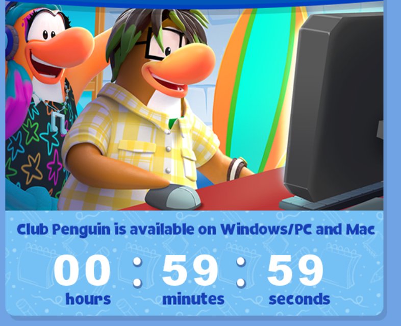 CPConige's tweet image. ⏰ L'Île de Club Penguin sort dans moins d'1 heure pour Windows et macOS ! 😀🐧
