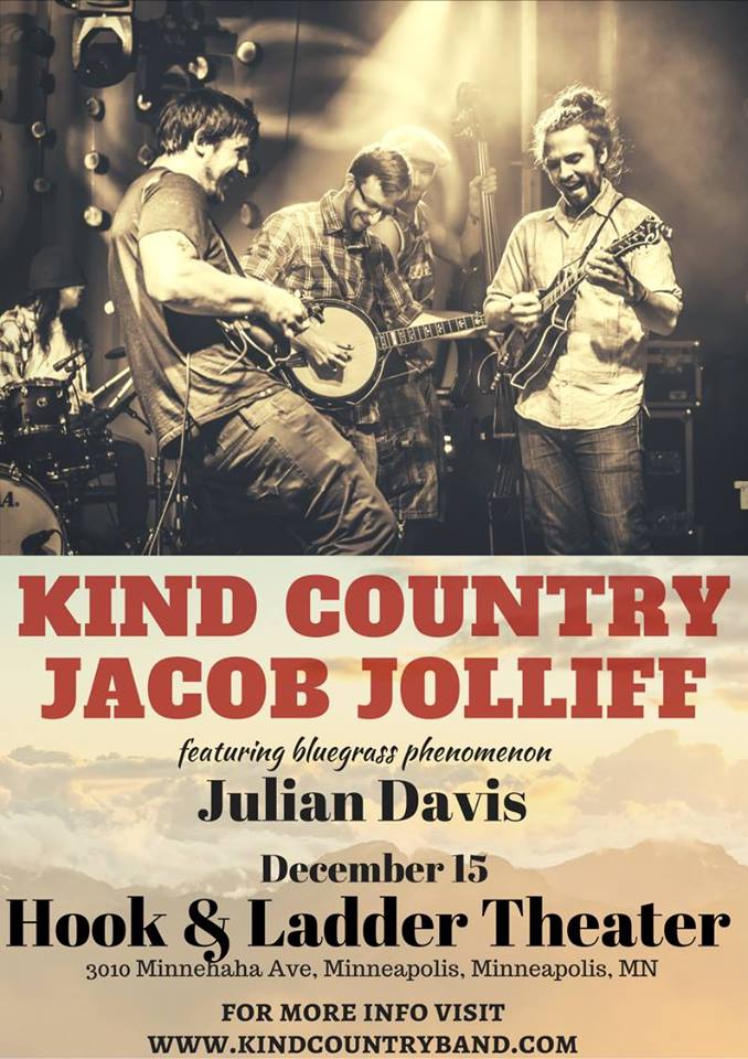 TheHookMpls's tweet photo. Don't Miss @KindCountryMN with very special guest Jacob Jolliff of @YonderMountain String Band plus Julian Davis. Friday 12/15 @TheHookMpls --> https://t.co/xTxq4mlIre #Bluegrass #minneapolis #minnesota #pickinandgrinnin #MNbluegrass https://t.co/D4Vg0m4yLc