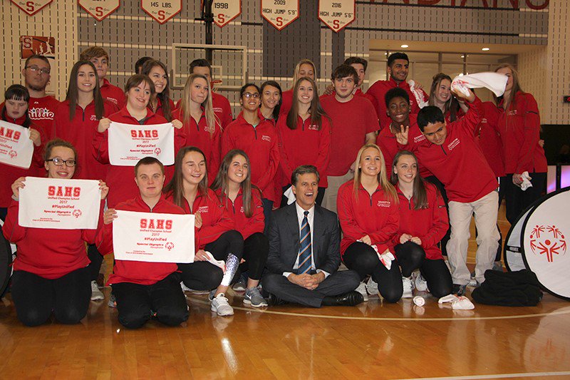 ftgallagher's tweet image. In my 24-year career, I could not be more humbled and proud of our Souderton school community.  Today was a &quot;banner&quot; day and tomorrow we plunge forward as #SoudyPlaysUnified #WeChooseToInclude #FreezinForAReason
#SASDPride