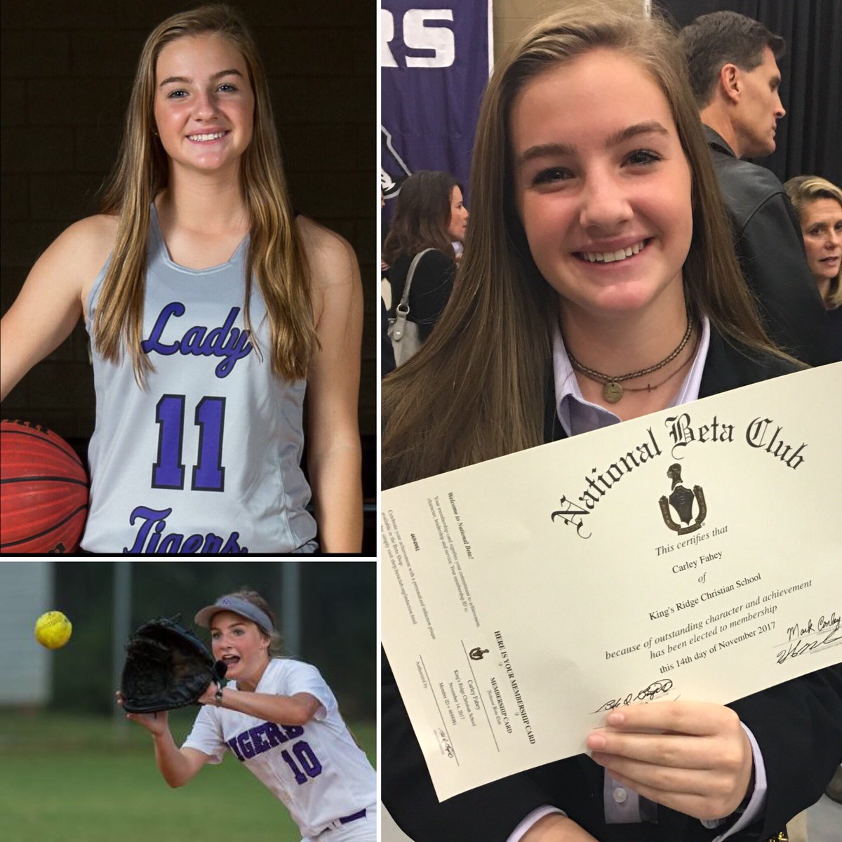 Atlfahey's tweet photo. Super proud of our girl! @carly_fahey putting in the hard work.Starting high school out on a good note! Inducted into Beta Club today. Starting PG on Varsity 🏀. All Region softball. #yourgameHisglory #usingyourgifts #bethereason https://t.co/nF2XFhd0yV