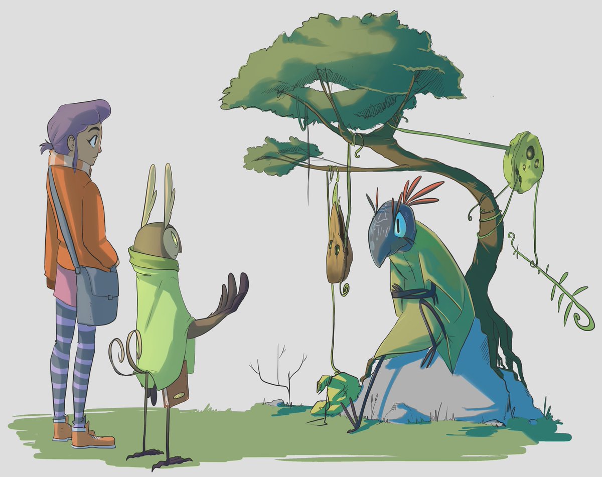 scootbootlett's tweet photo. A sort of Shepard of the seedlings being met by Kat and Owl https://t.co/JtBe5uYjWq