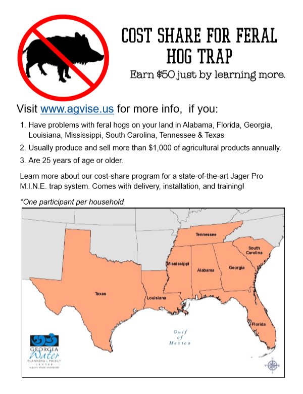 TarletonTIAER's tweet photo. Check out this cost share opportunity for feral hog trapping! For more information: https://t.co/uJ9ac4Ih0Y #bestmanagementpractice #BMPs #FeralHogs https://t.co/MrJJsIHdnN