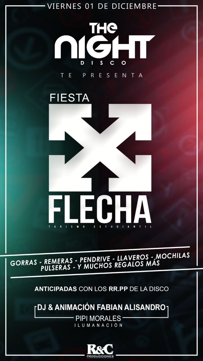 The_Night_Disco's tweet photo. Viernes 01 de diciembre #FiestaFlecha (turismo estudiantil) https://t.co/1ns692qFpT