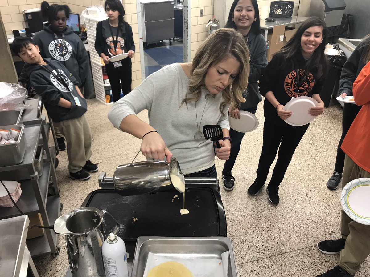 BandColeman's tweet photo. It's a pancake breakfast for Mr. Rhodes' first hour class for donating 701 canned goods to this years Turkey Drive! #stuco @CMSPride @WichitaUSD259 https://t.co/2ct8ngWlI2