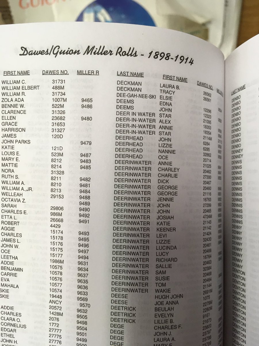 JenDeerinwater's tweet photo. These are my ancestors on the Dawes Rolls. These are my ancestors who were marched on the Trail Where We Cried. These are my ancestors who were brutalized by white settlers. Donโt attack my Indigeniety for speaking up. If you donโt like Natives then return to Europe. #TrumpWarren https://t.co/Zl1aRLF8kO