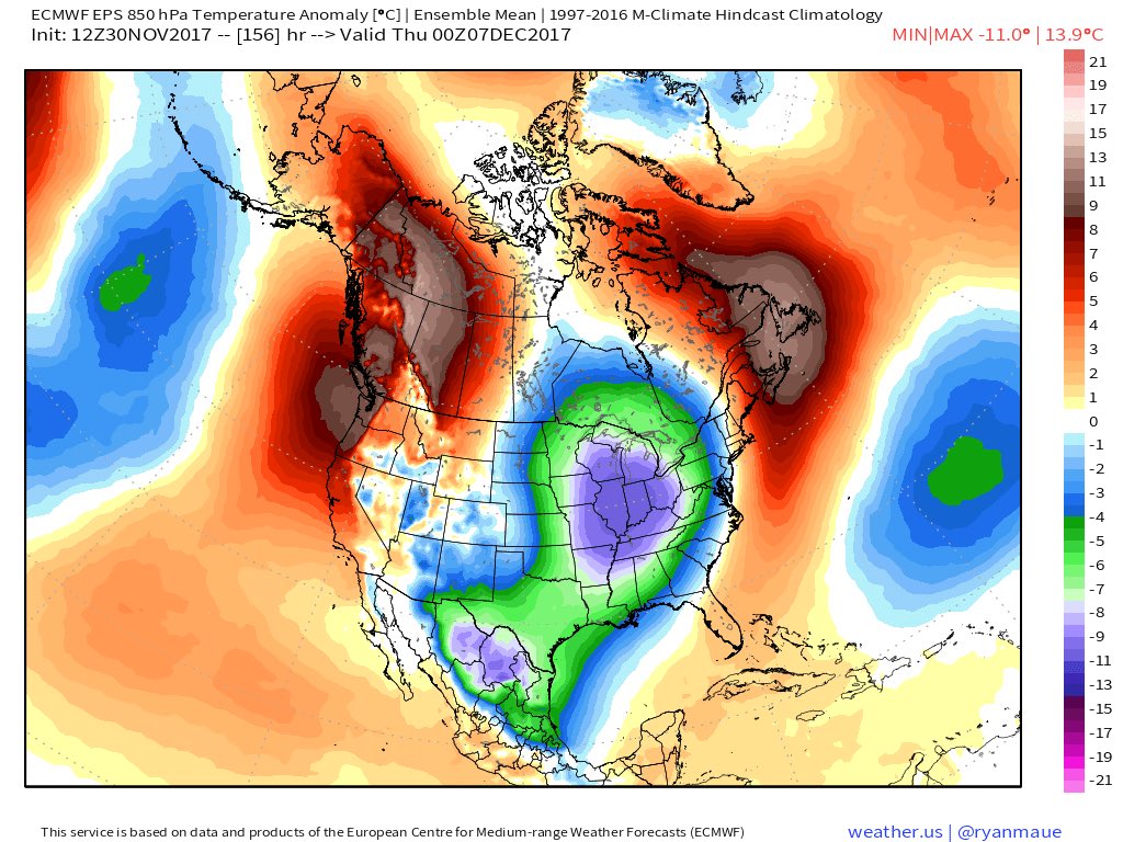 ForecastAthens's tweet photo. Much colder than normal air is on the way starting Wednesday...a cold end to the semester! https://t.co/NWQTp8lwJG