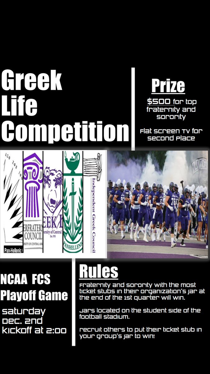 How about this <a href="/uca_ifc/">UCA IFC</a> <a href="/UCAPanhellenic/">UCA Panhellenic</a> <a href="/UCAGreeks/">UCAGreeks</a> <a href="/ucabears/">University of Central Arkansas</a>  #BearClawsUp #PackEstes