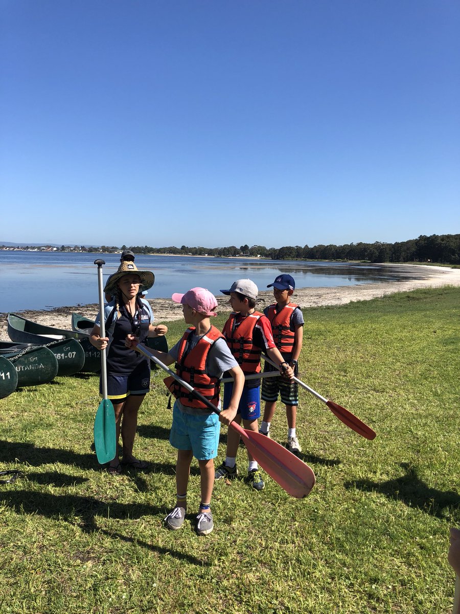 Getting a lesson in paddling.
