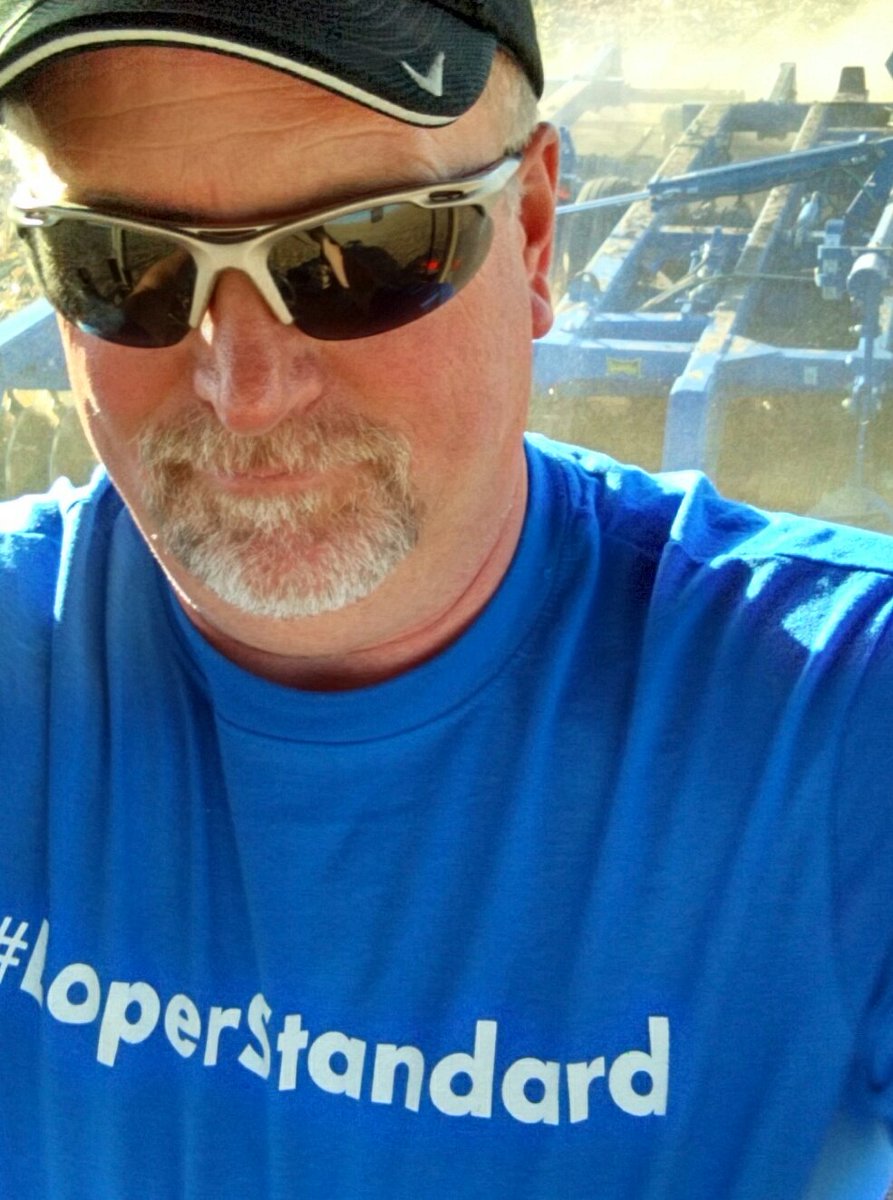 tractorjockey's tweet photo. Supporting #Lopers  VB while in the field this afternoon, even running the blue machine.  Will be courtside in a couple hours to watch the women &amp; men's Bball.  #loperstandard #LikeaLoper https://t.co/lJr9ychWgb