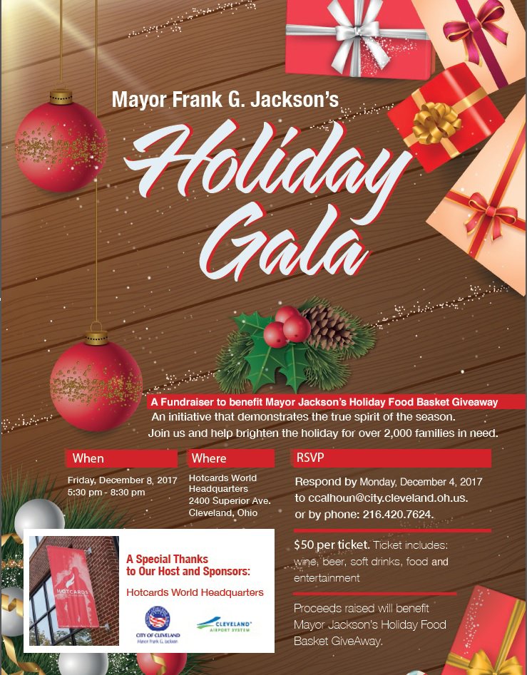 CityofCleveland's tweet photo. Join us Dec. 8 for Mayor Jackson's Holiday Gala. Proceeds benefit the annual Mayor's Holiday basket giveaway to families in need. More info at https://t.co/ObUua6vAha https://t.co/n15S19SeA3