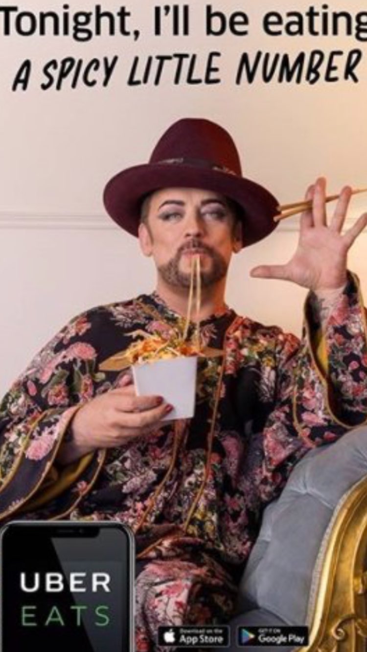 Image result for boy george ubereats ad