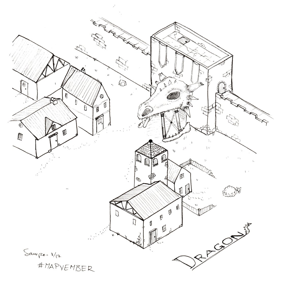 trivialhit's tweet photo. 30/30 - The skull of the great dragon Zalyx guards the gate to the citadel. The dragon was slain decades ago, but is a being of such power only slumbering and waiting for a chance to avenge the fools who dared to oppose it? #mapvember2017 #Mapvember https://t.co/7stdiDdsF4