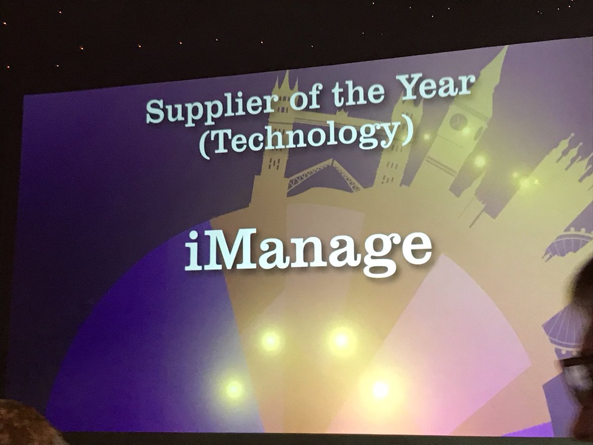 StephenmMurphy's tweet photo. @imanageinc wins Technology Supplier of the year award #BritishLegalAwards 2017!!!!! https://t.co/9JFOy9nOxf