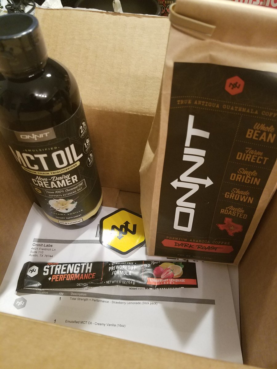 cptkou's tweet photo. It came in early! #emulsified #mctoil #arabica #coffee! Thanks @Onnit for another speedy delivery, &amp; @joerogan for talking abt the oil on ur podcast..gonna use instead of plain coconut oil #noGreasyFilm https://t.co/74HoX3tnIu
