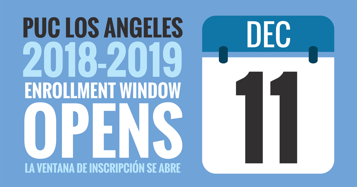 PUCSchools's tweet photo. Our schools in Los Angeles will begin accepting enrollment requests for the 2018-2019 school year starting on Monday, December 11th! We are moving to an online application system. Stay tuned for updates. https://t.co/z0jZAqDoCZ