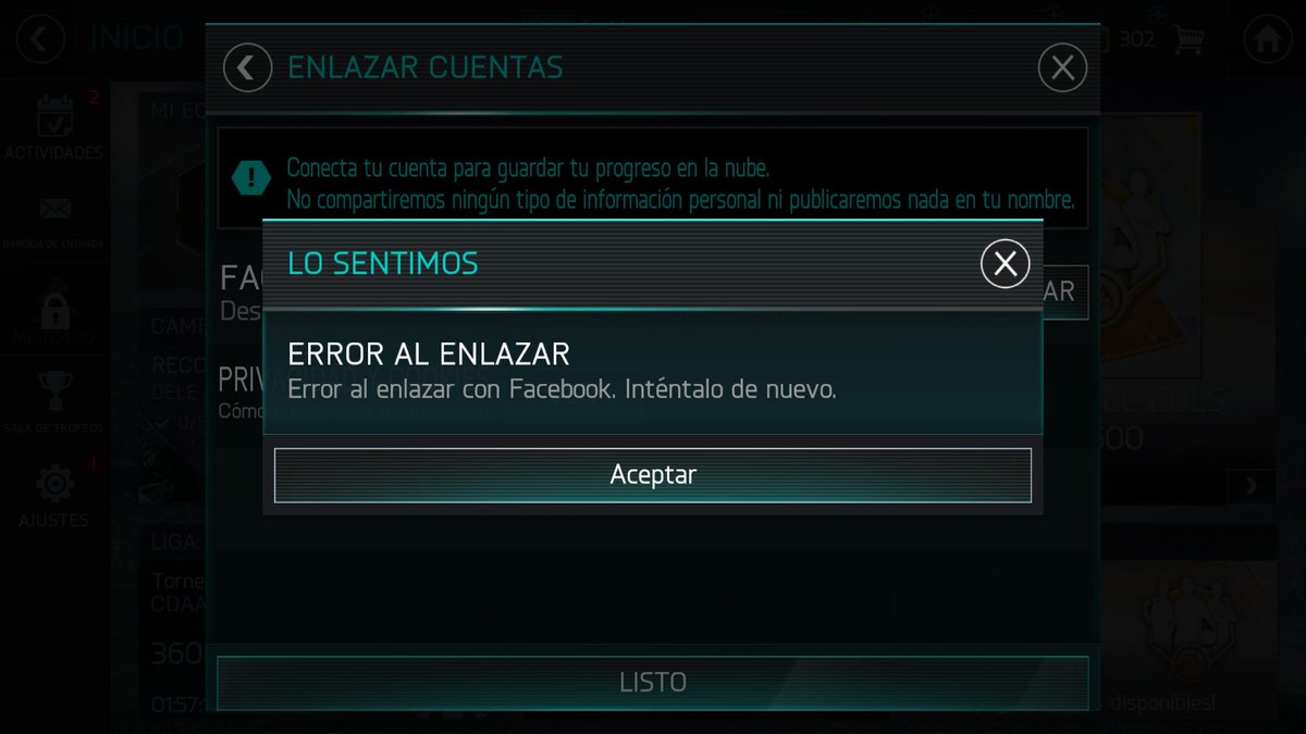 TeamPajasos's tweet photo. @EAFIFAMOBILE
 Please help me: I can not link my Facebook account ... it says "error when linking, try again". Now it is linked to my Google account, but nevertheless it says that I am a "guest" and if I want to link it to Facebook it does not allow me, it says "error". https://t.co/ntkf9BiZmp