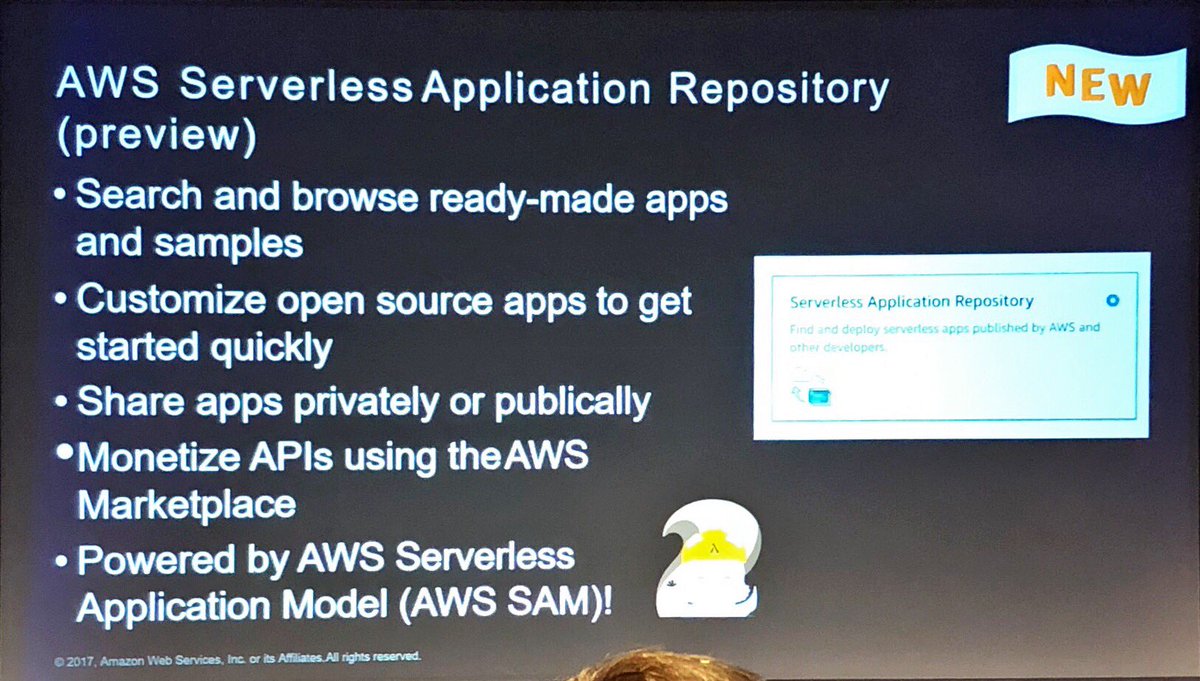 Serverless application repository for sharing apps (private, public, even for $) #SRV305 #reInvent