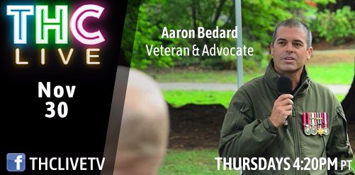 THCLiveTV's tweet photo. Also on today's #THCLive #FacebookLive show at 4:20pm PT is Afghan #vet @bedard_aaron who's discussing positive effects of #cannabinoids in his family life. Join us here: https://t.co/E7Tne9lzSb @EquitasSociety #CBD #cannabis #PTSD @kirktousaw @JodieEmery @CannabisCulture https://t.co/oHBLj22C9Y