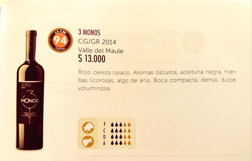 Lindos 94 pts a nuestro Carignan-Garnacha 2014 en la guia de MDC <a href="/LA_CAV/">LA CAV</a>, salud x nuestros productores Valdes y De Toro!! #Cauquenes #Secano