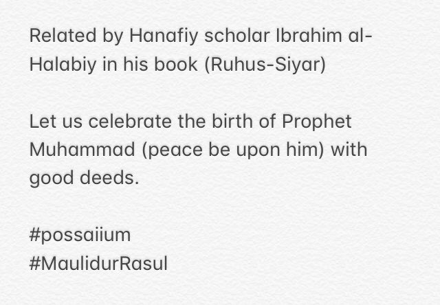 possaofficial's tweet photo. Let us celebrate the birth of Prophet Muhammad (peace be upon him) with good deeds 💓

#possaiium
#MaulidurRasul2017 https://t.co/0oR8V9Xs94