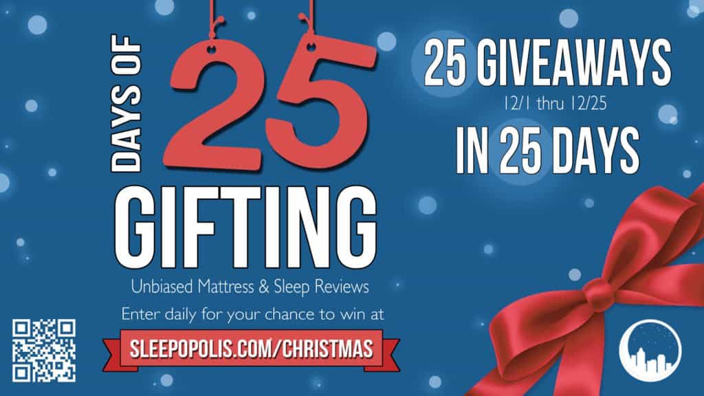 sleepopolis's tweet photo. Today begins the Sleepopolis​ 3rd Annual #ChristmasGiveaway Spectacular! https://t.co/n33glJBHXt 25 mattress giveaways, 25 days, 25 chances to win! Get your entries in now! #giveaway https://t.co/mIqVlOTpgM