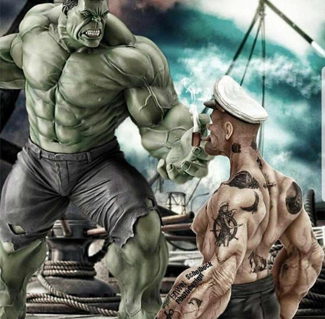 PowerCardMan's tweet image. All he needs is to eat some green. I am going with Popeye! #Spinach