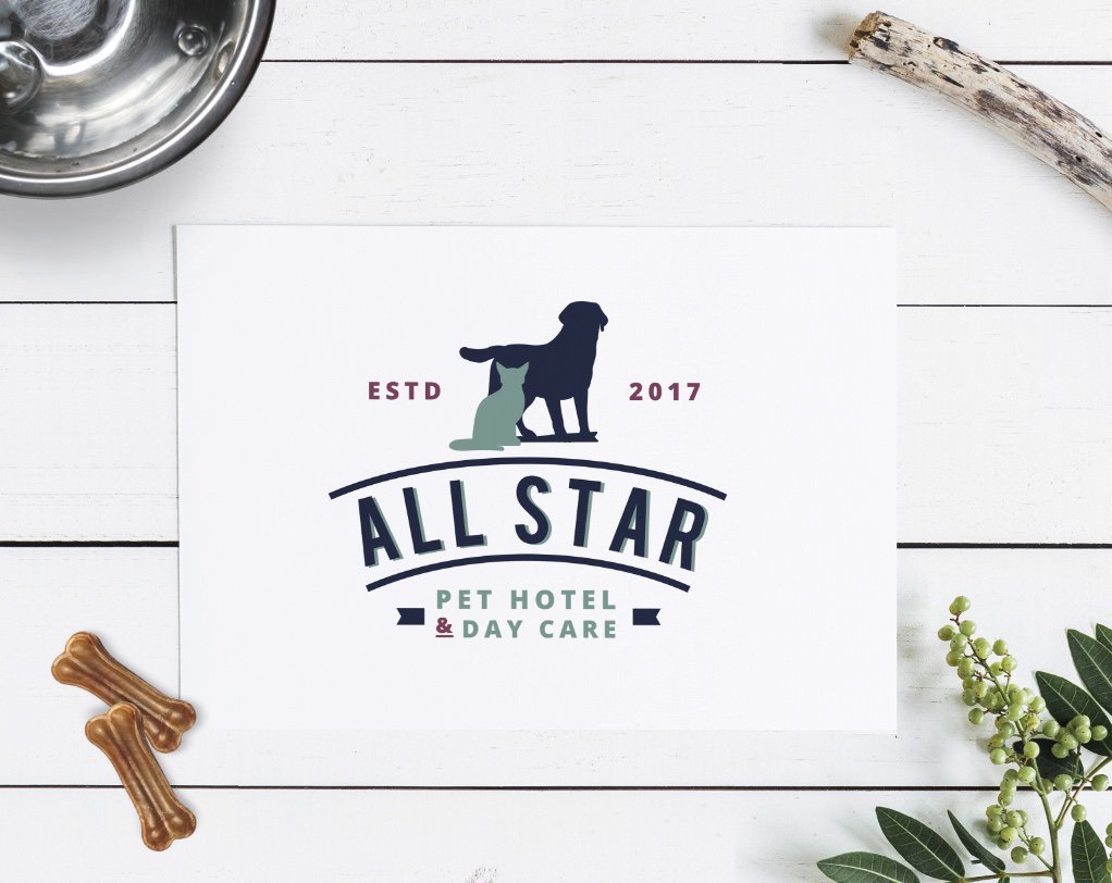 NEW pet business logo design for All Star Pet Hotel & Dog Daycare. Yay! #petlogodeign #thepetsbiz #graphicdesign #sniffdesignstudio #doglovers #catlovers #design #niche #petpreneurer