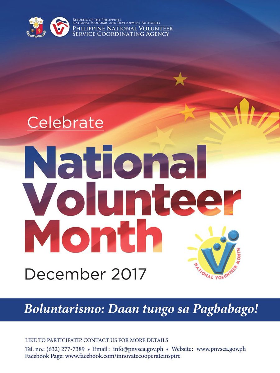 DENROfficial's tweet photo. The DENR is one with the Philippine National Volunteer Service Coordinating Agency in celebrating December as National Volunteer Month. 

Be a catalyst for change. Volunteer now! 

#NationalVolunteerMonth2017 https://t.co/vWIQiMTupU