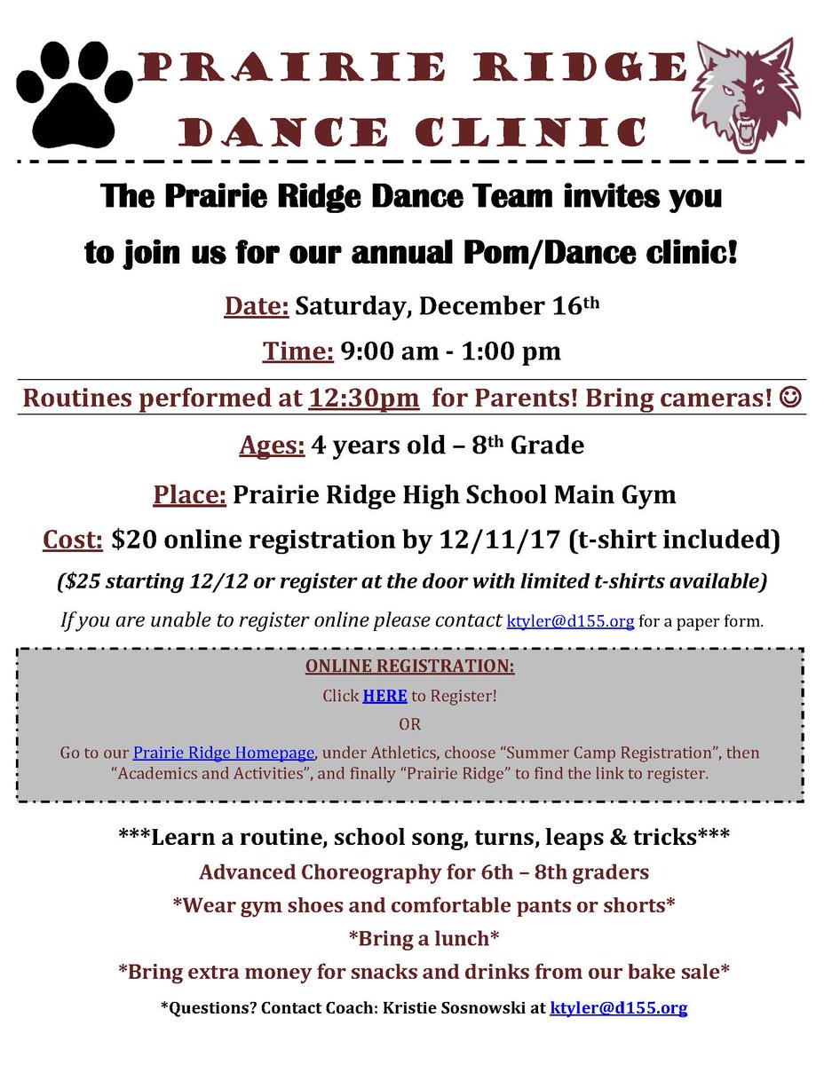 Parents, it's a perfect time to drop off your little one(s) and get some holiday shopping done during our annual PR Pom Clinic!!
You can click on the link to signup.
chsd155.revtrak.net/RW-PRHS-Activi…
