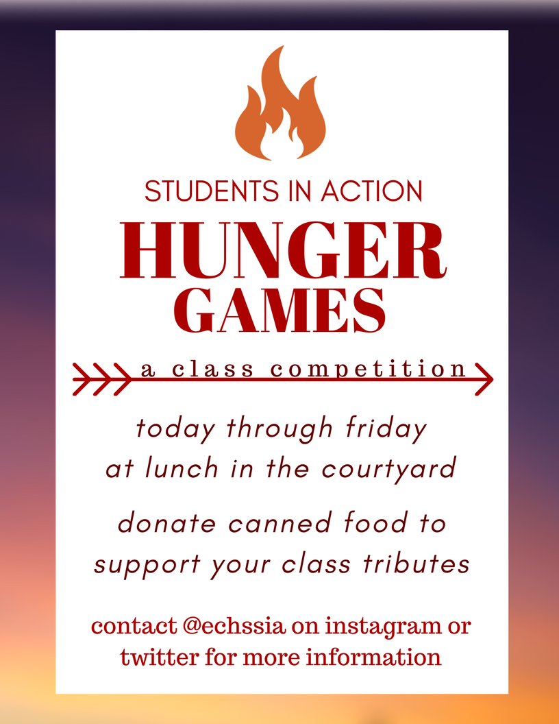 echsSIA's tweet photo. Tomorrow's the last day of SIA's 5th Annual HUNGER GAMES!!! Check us out in the courtyard at lunch to find out who wins and bring canned goods or monetary donations to support your class tributes... May the odds be ever in your favour 🔥🔥🔥 https://t.co/wywTof54Ap