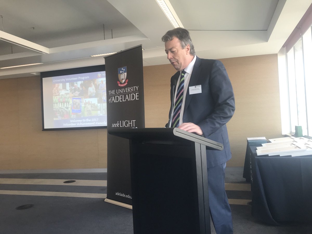 Today the <a href="/UniofAdelaide/">Uni of Adelaide</a> celebrated the enormous contribution of our 2,600 volunteers. Last year our vols contributed 114,000 hours to uni life. <a href="/ProfMikeBrooks/">Mike Brooks</a> led the thank you together with Evelyn O’Laughlin from <a href="/VSA_NT/">Volunteering SA&NT</a>. We couldn’t do what we do without our volunteers!