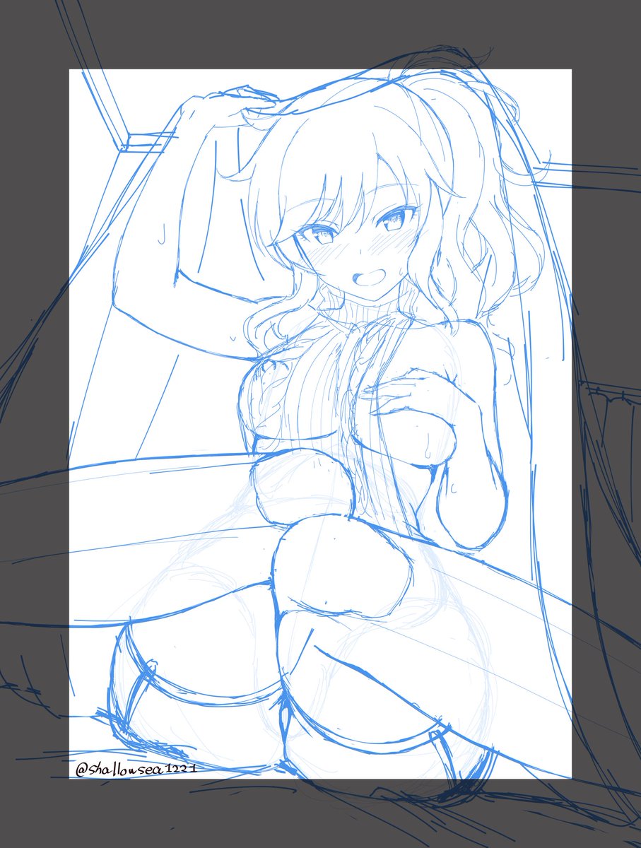 #このタグを見た人はラフ画とその完成絵を見せる 