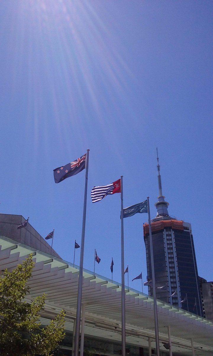 cameronw87's tweet photo. @FreeWestPapua Morning Star Flag raised alongside the New Zealand flag in Auckland's Aotea Square today. https://t.co/o2BPztgM8R