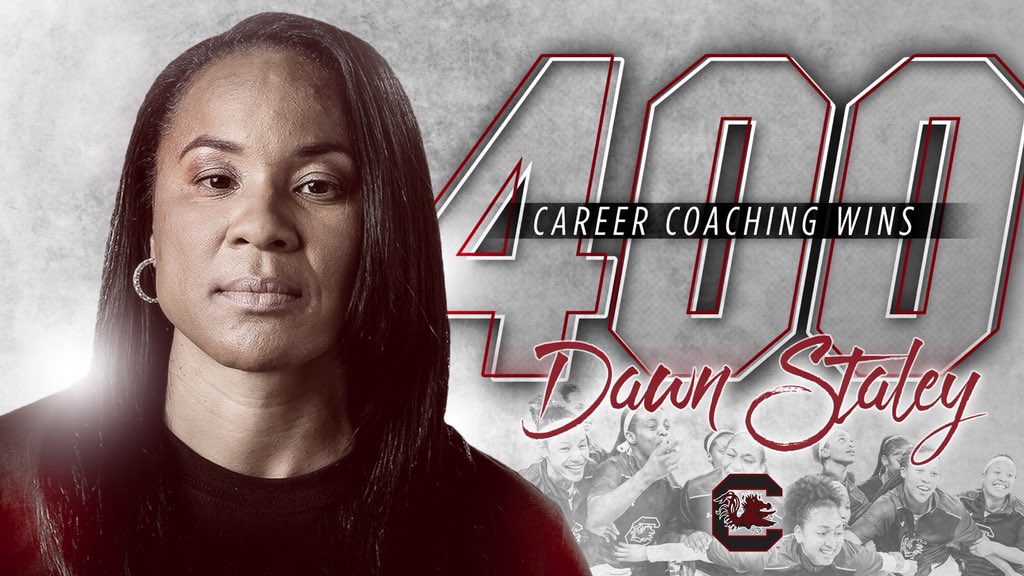GamecockWBB's tweet photo. Congrats to our awesome leader @dawnstaley on her 400th collegiate win! 🤗 https://t.co/0gbMCLtMJY
