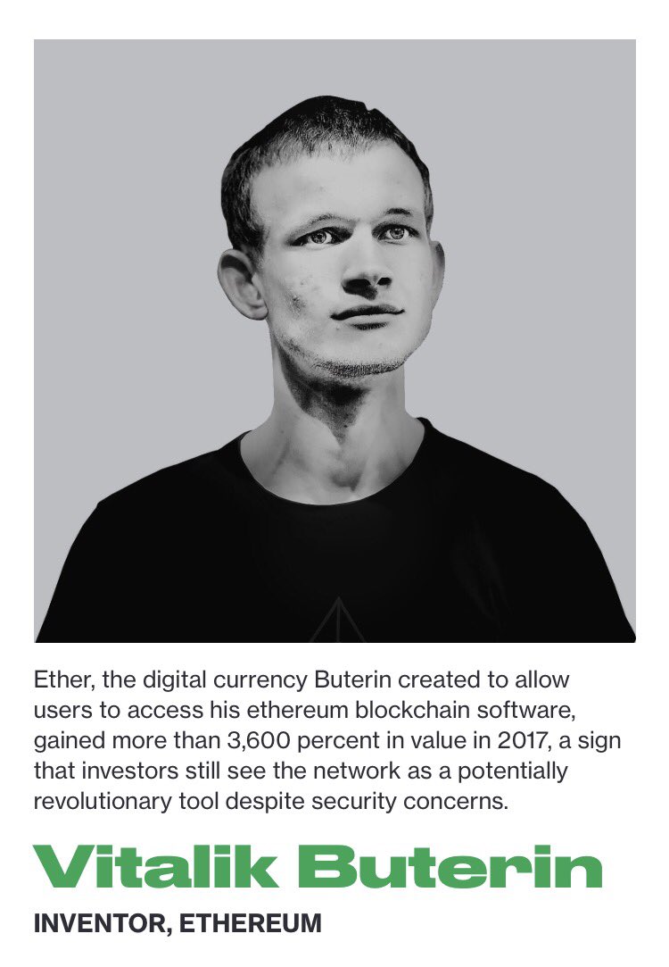 Vitalik Buterin, Inventor of Ethereum, makes Bloomberg 50 List of business  leaders of the year. A year ago, Buterin said, it was hard to see all of  this coming to fruition. But,