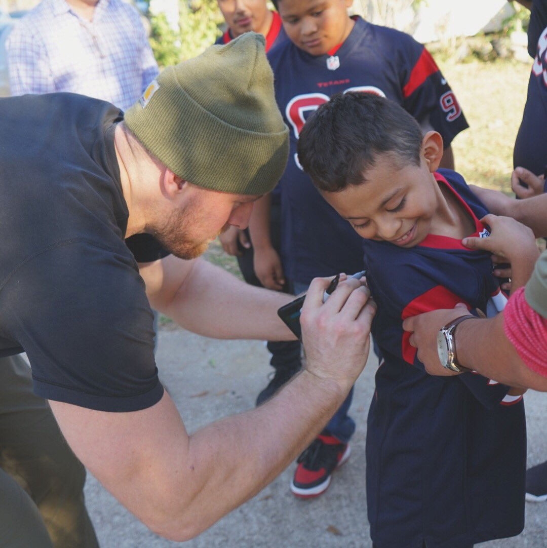 JJWatt's tweet photo. A few photos from today’s visit to a few of the sites where great work is being done using the funds you all so generously donated. Explanation and videos on my Instagram story and Snapchat. https://t.co/FbqCMGRRLi