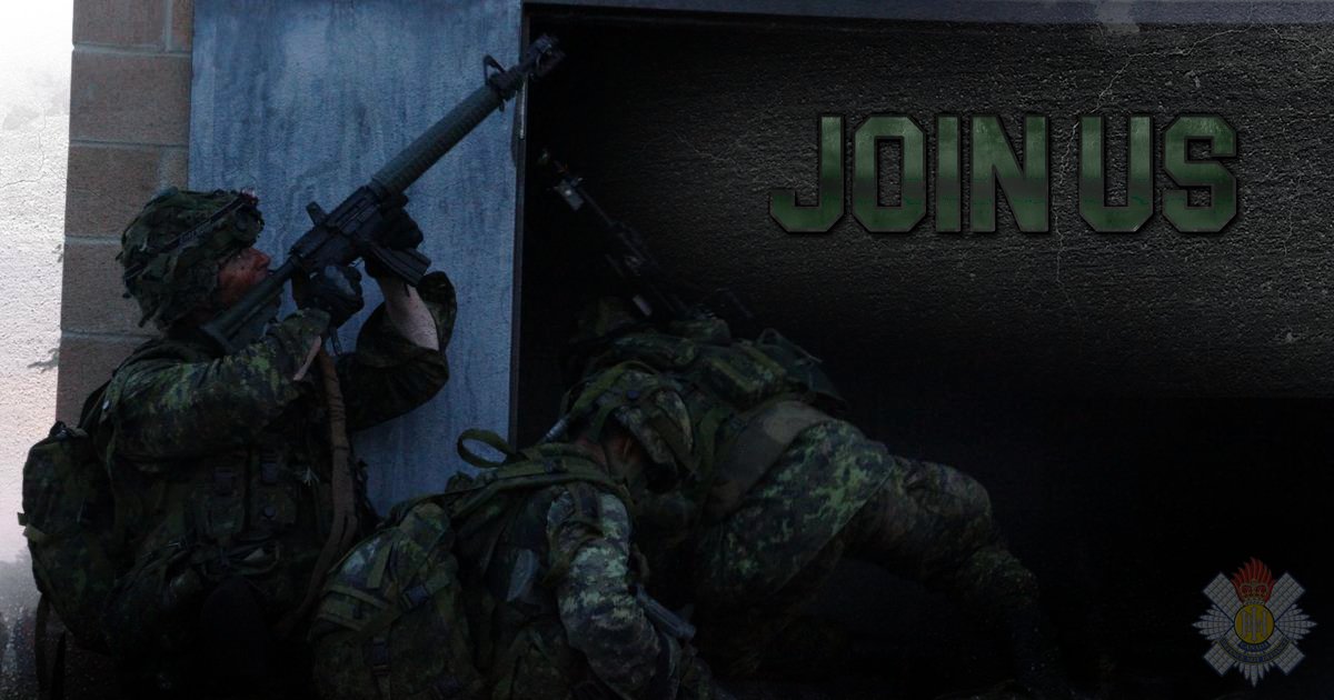 TheRHFC's tweet photo. Are you interested in joining the Canadian Army Reserves? The #RoyalHighlandFusiliersOfCanada are recruiting 100 men and women now! Join us on December 14th at 7:30 pm for an information/orientation night at the Cambridge Armoury. (1 Valour Place, Cambridge, ON) 

#JoinUs #caf https://t.co/lTpAlvc8CV
