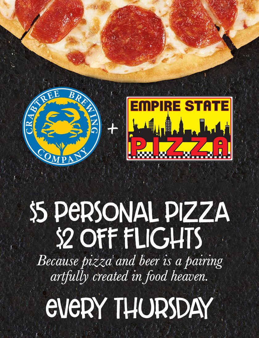 Crabtreebrewing's tweet photo. $2 flights and $5 personal pizzas going on now. #whereyoube #GreeleyGrown https://t.co/utqY6GP3pj