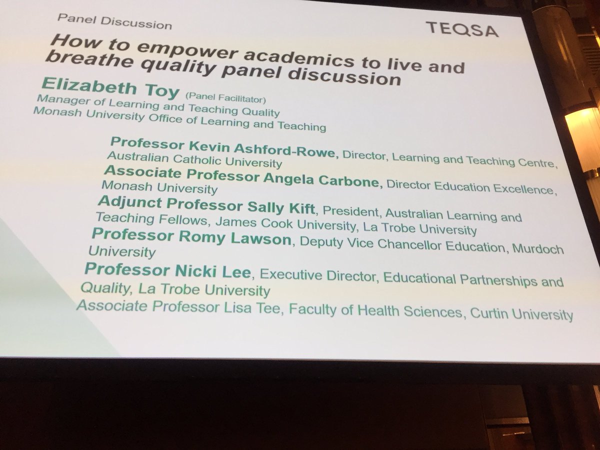 KiftSally's tweet photo. Our Panel!! #excitement @CapstoneNetwork @angelacarbone41 @ashfordrowe @@romylawson @CurtinUni Lisa Tee @MonashUni Elizabeth Toy #TEQSA2017 https://t.co/SjrFvoIPNO