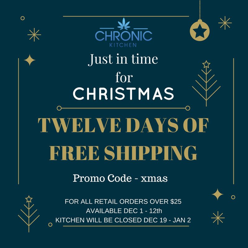 Chronic_Kitchen's tweet image. 12 Days of Free Shipping!  Who doesn't need a little treat for themselves this holiday season, order now cause the Kitchen closes Dec19-Jan2