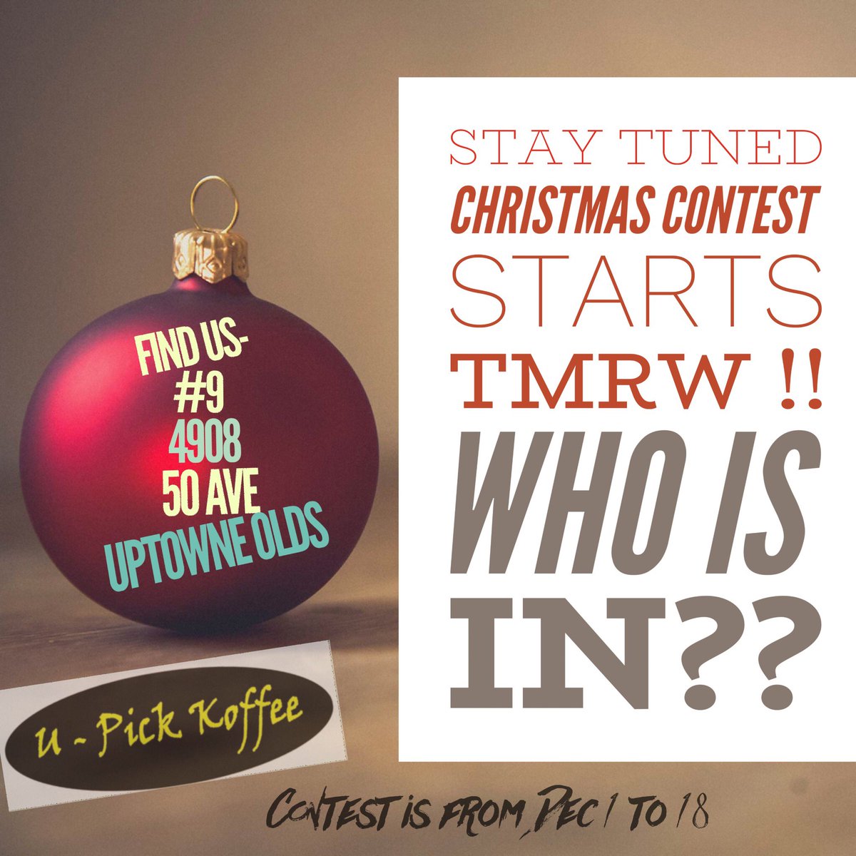uPickKoffee's tweet photo. Come back tomorrow and see how you can be a part of our contest of winning Kcups!!

#myOlds #ShopOlds #uPickKoffee #AlwaysReady #MixandMatch #Olds #Didsbury #Carstairs #Bowden #Sundre #Threehills #CoffeeNerd #YQF #SupportLocalOlds https://t.co/BtpHORBGW0